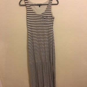 Navy and Nude Striped Maxi Dress